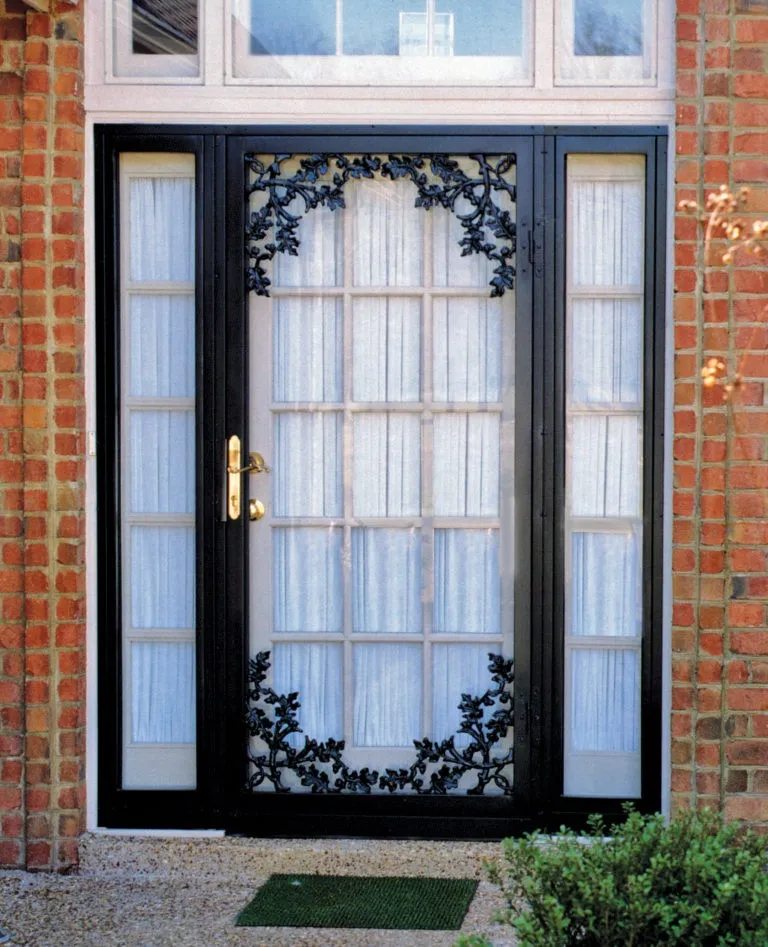 home guard security door installation decorative full view glass elegant wrought iron detailing vine and leaf scrollwork home guard security door installation decorative full view glass elegant wrought iron detailing vine and leaf scrollwork