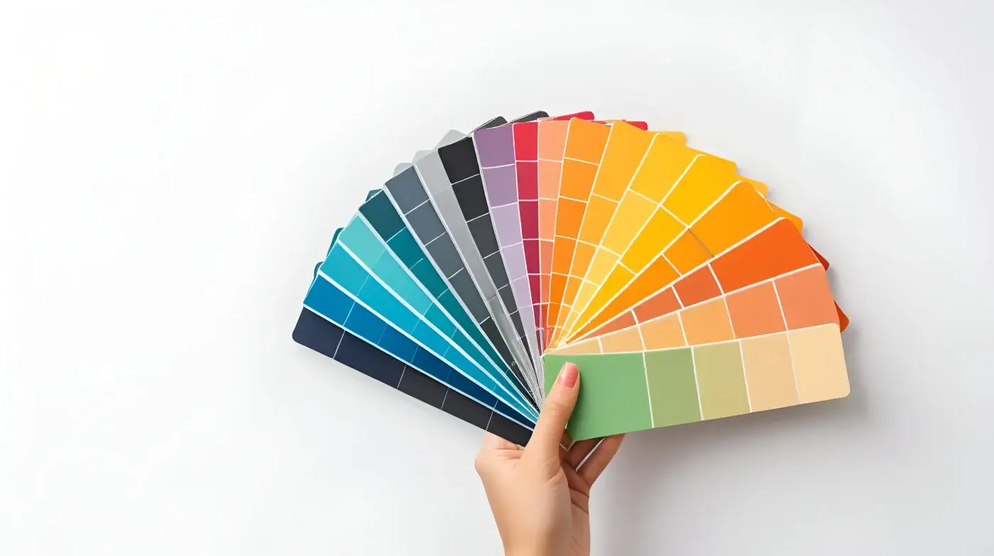 A selection of optional exterior color swatches available for Starmark Evo windows. The palette includes six shades: Almond, Sandstone, Terra Brown, Cocoa, Basic Brown, and Bronze. Each swatch shows a smooth, even finish, giving homeowners a range of neutral tones that complement different architectural styles. The variety allows for customization that can match or enhance a home’s exterior aesthetic.