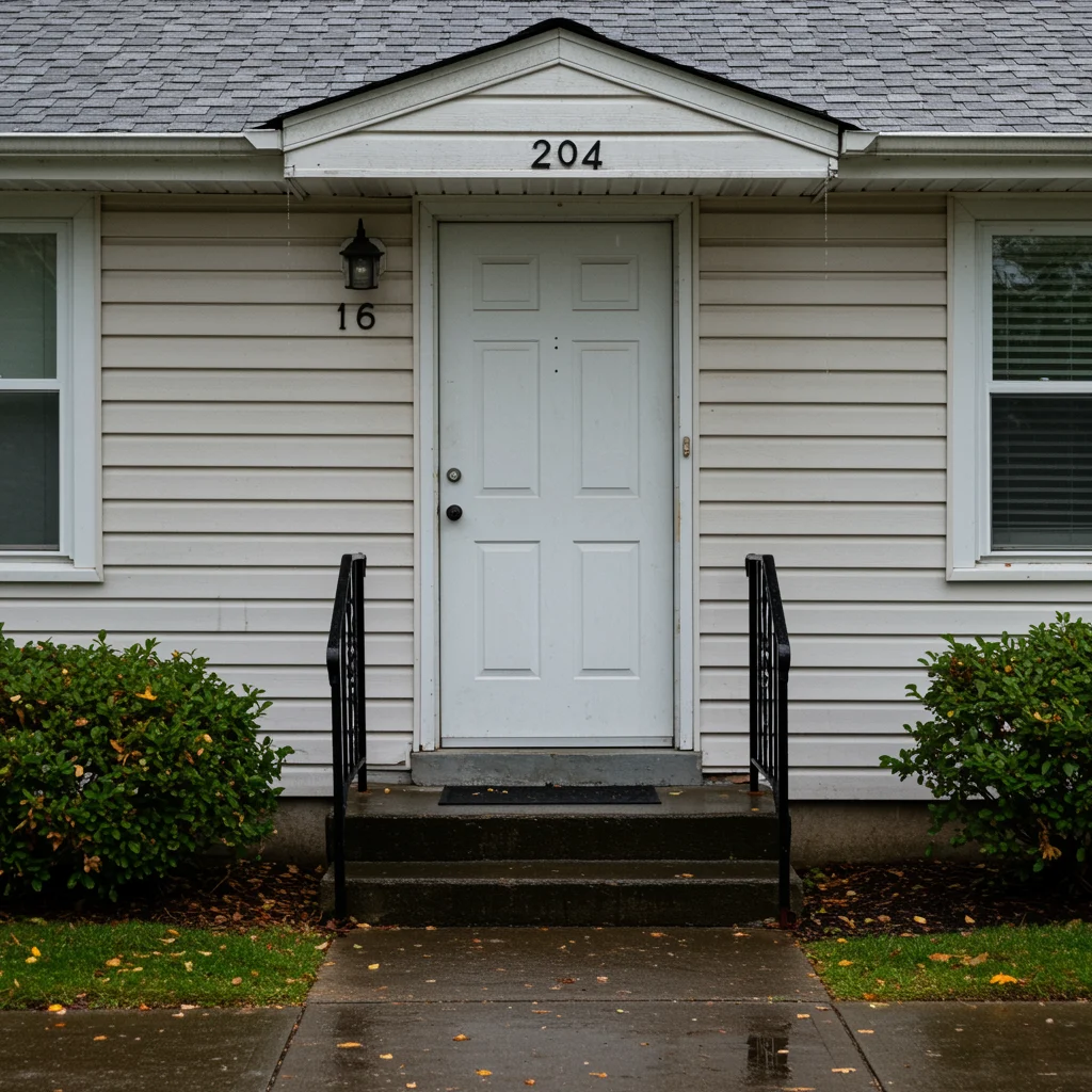 Elegant black replacement front door with decorative brass hardware, sidelights, and arched transom window set within a classic brick home entry.