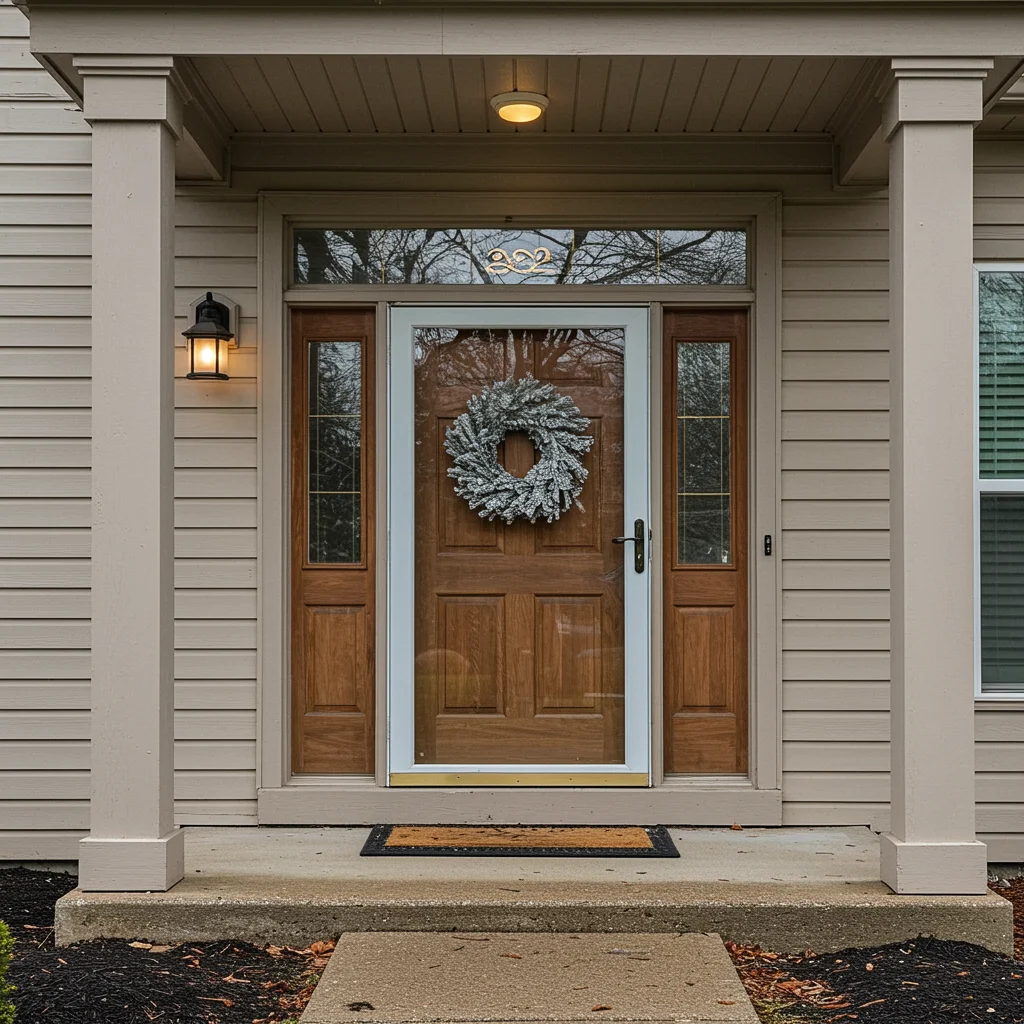 Double-hung replacement windows with decorative grids installed on a home exterior.